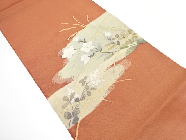 JAPANESE FUKURO OBI / WOVEN AUTUMN FLOWERS